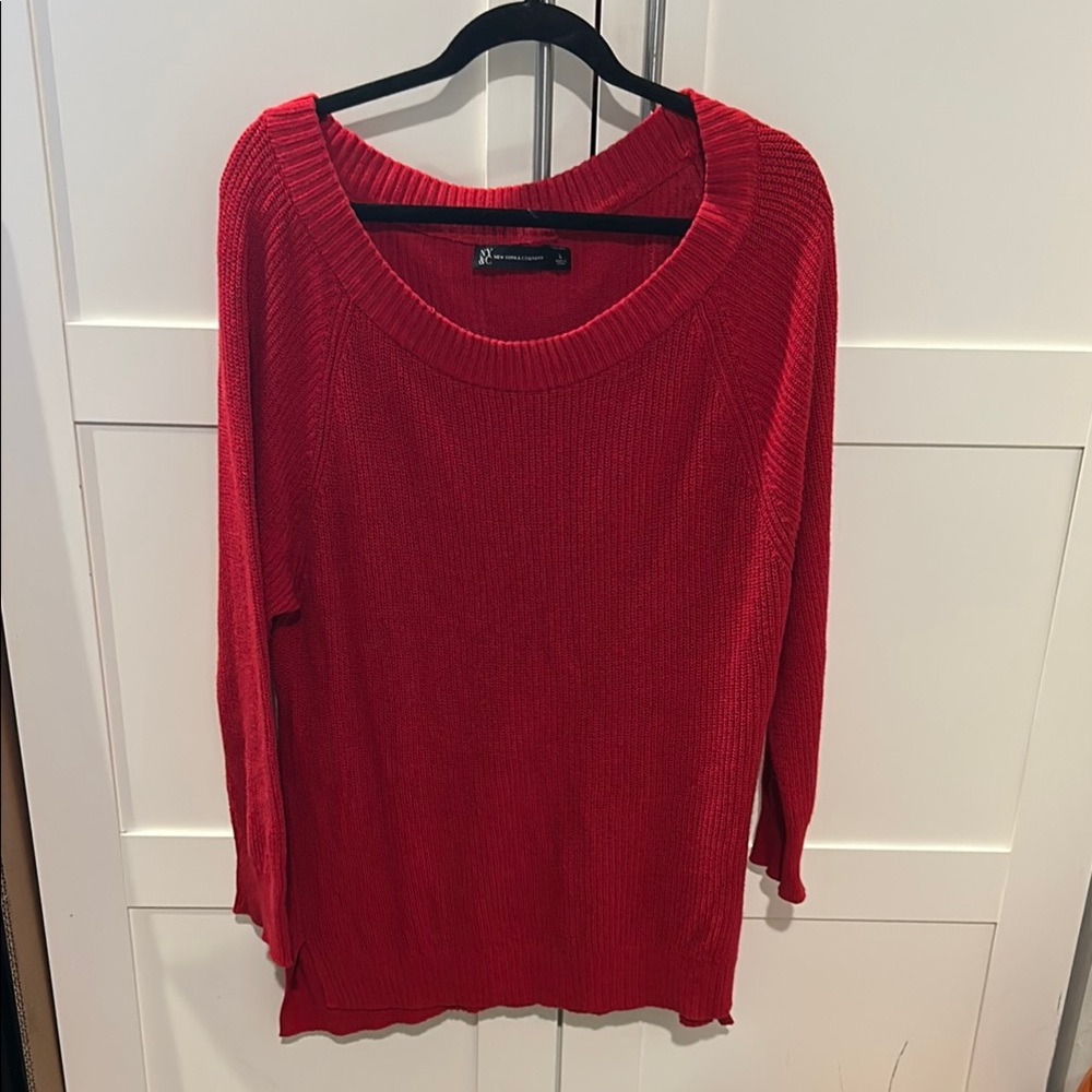 New York & Company Red Crew Neck Sweater